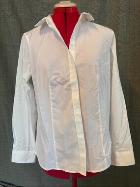 Talbots White Petites Button-Up Shirt
